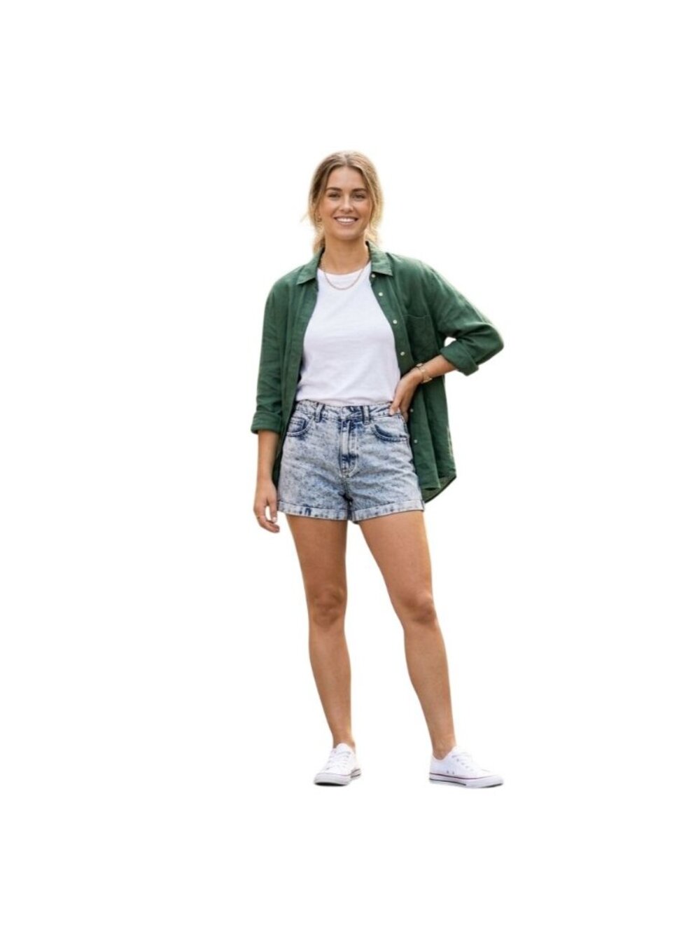 PacSun Mom Shorts Size 26 Mid Rise 100% Cotton Cuffed Hem Blue Acid Wash